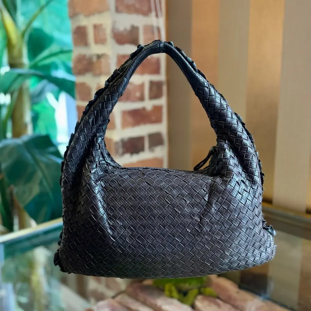 BOTTEGA VENETA Perforated Intreciatto Hobo Brown